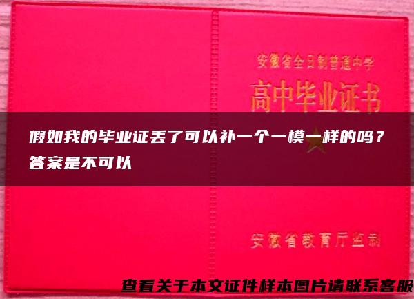 假如我的毕业证丢了可以补一个一模一样的吗？答案是不可以