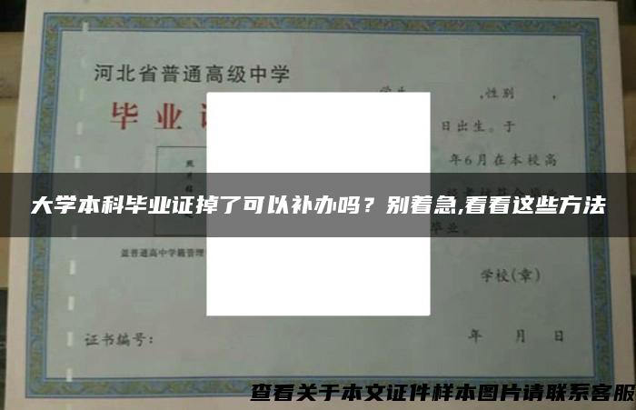 大学本科毕业证掉了可以补办吗？别着急,看看这些方法