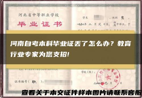 河南自考本科毕业证丢了怎么办？教育行业专家为您支招!