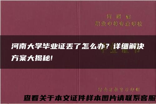 河南大学毕业证丢了怎么办？详细解决方案大揭秘!