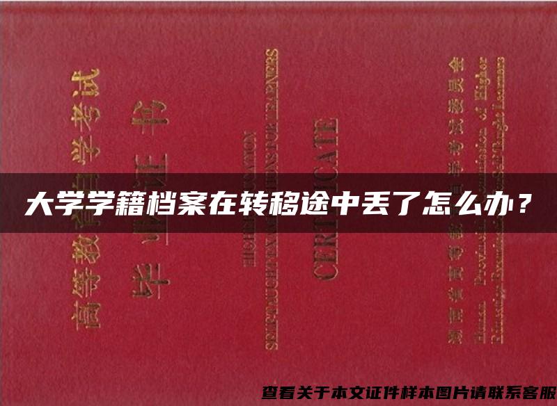 大学学籍档案在转移途中丢了怎么办？