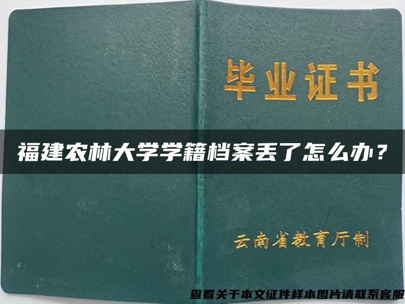 福建农林大学学籍档案丢了怎么办？