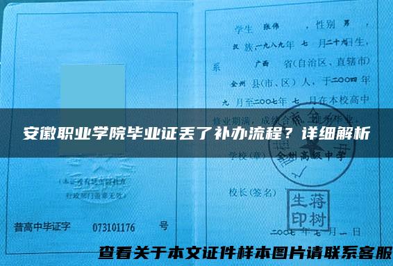 安徽职业学院毕业证丢了补办流程？详细解析