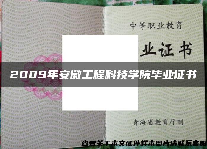 2009年安徽工程科技学院毕业证书