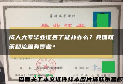 成人大专毕业证丢了能补办么？具体政策和流程有哪些？