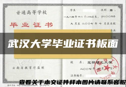 武汉大学毕业证书板面