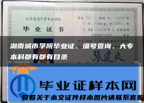 湖南城市学院毕业证、编号查询、大专本科都有都有目录