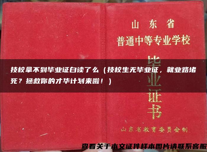 技校拿不到毕业证白读了么（技校生无毕业证，就业路堵死？拯救你的才华计划来啦！）