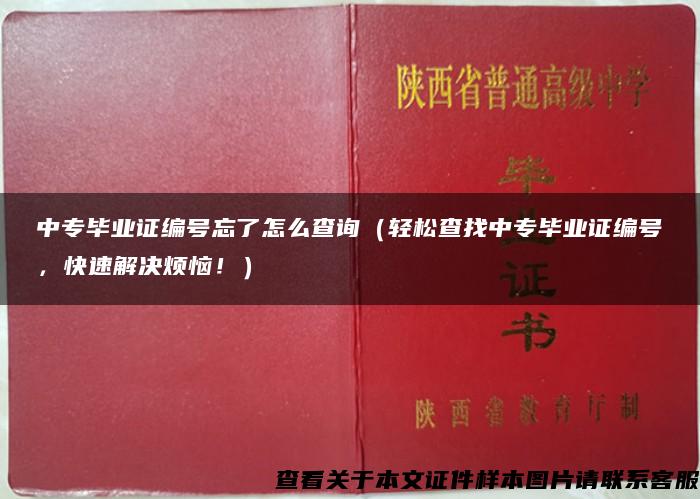 中专毕业证编号忘了怎么查询（轻松查找中专毕业证编号，快速解决烦恼！）