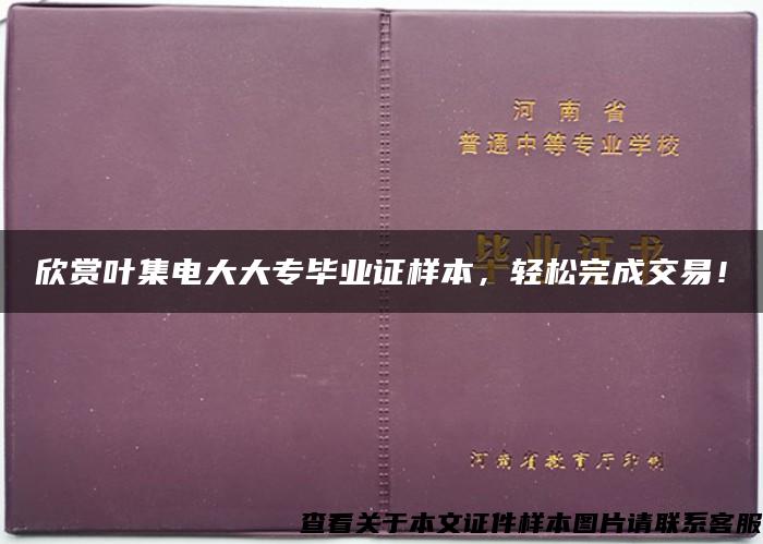 欣赏叶集电大大专毕业证样本，轻松完成交易！