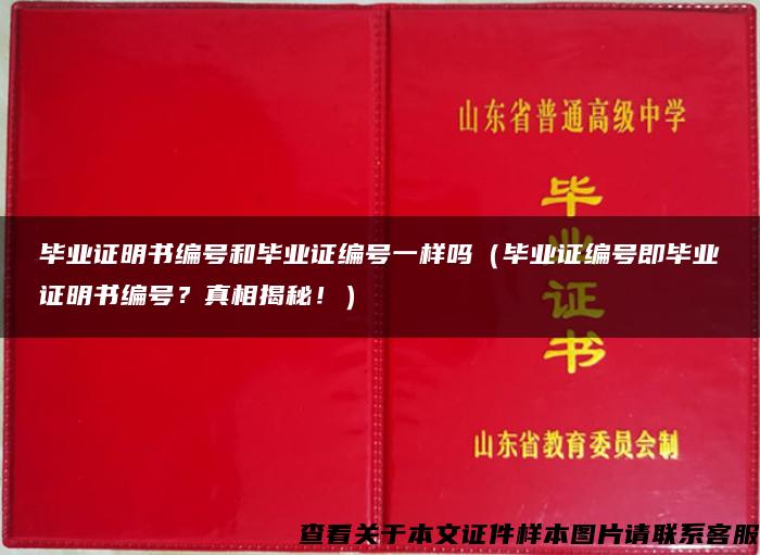 毕业证明书编号和毕业证编号一样吗（毕业证编号即毕业证明书编号？真相揭秘！）