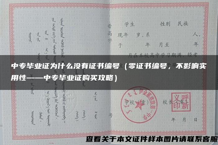 中专毕业证为什么没有证书编号（零证书编号，不影响实用性——中专毕业证购买攻略）