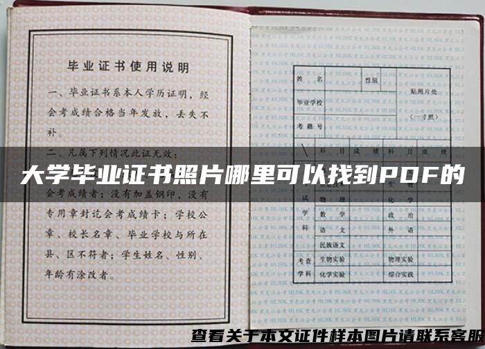 大学毕业证书照片哪里可以找到PDF的