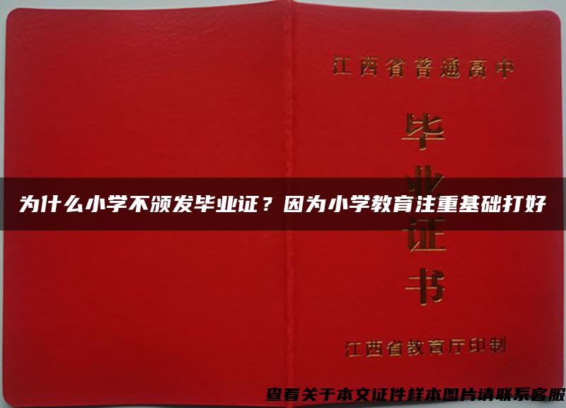 为什么小学不颁发毕业证？因为小学教育注重基础打好