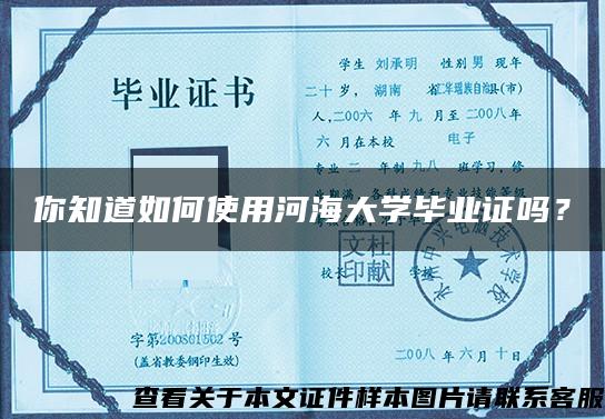 你知道如何使用河海大学毕业证吗？