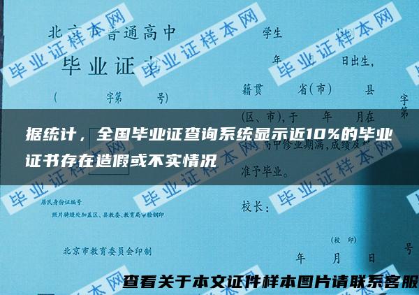 据统计，全国毕业证查询系统显示近10%的毕业证书存在造假或不实情况