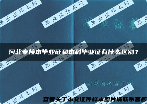 河北专接本毕业证和本科毕业证有什么区别？