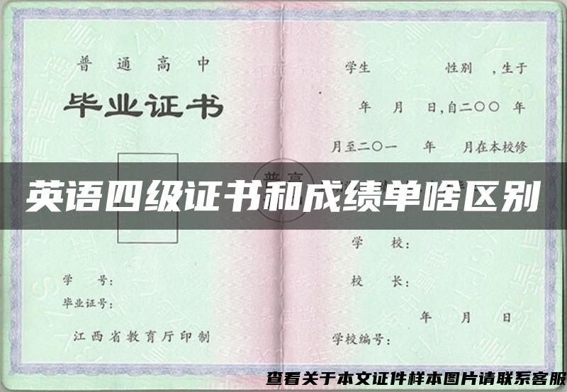 英语四级证书和成绩单啥区别