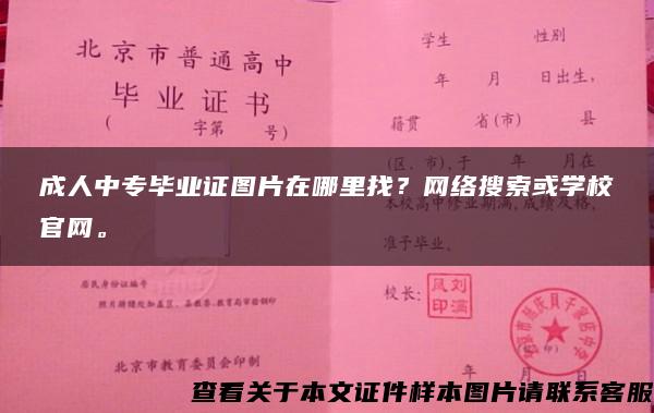 成人中专毕业证图片在哪里找？网络搜索或学校官网。