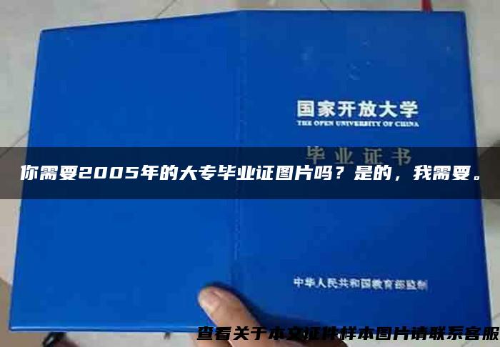 你需要2005年的大专毕业证图片吗？是的，我需要。