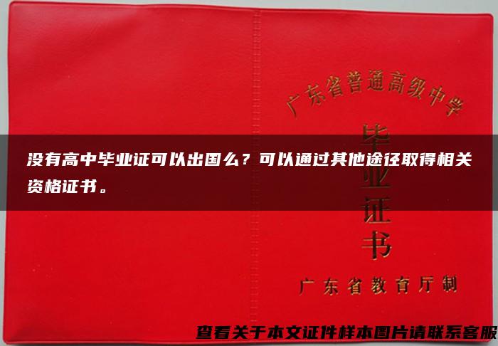 没有高中毕业证可以出国么？可以通过其他途径取得相关资格证书。