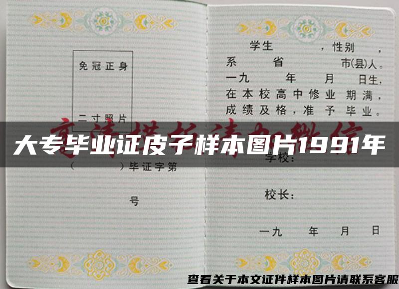 大专毕业证皮子样本图片1991年