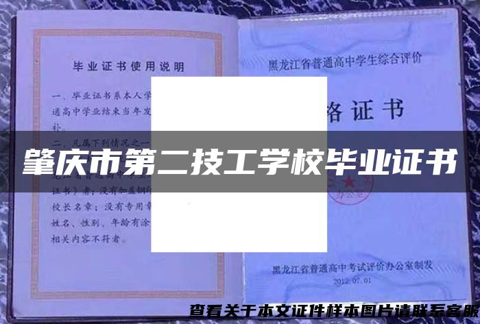 肇庆市第二技工学校毕业证书