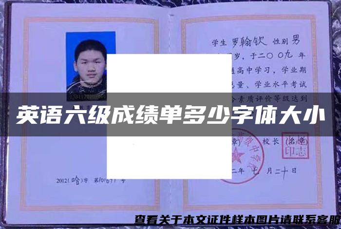 英语六级成绩单多少字体大小