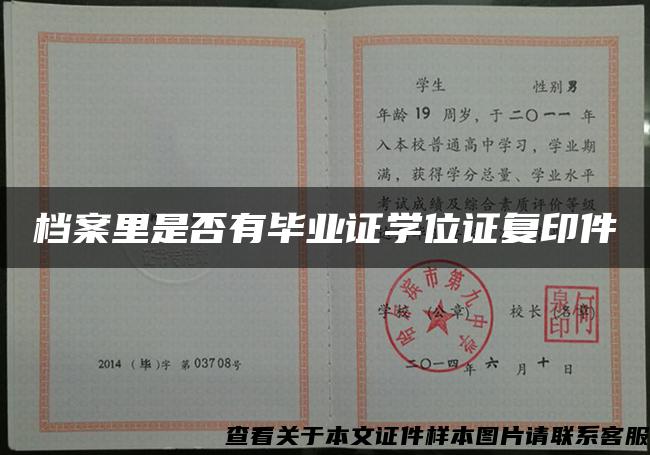 档案里是否有毕业证学位证复印件