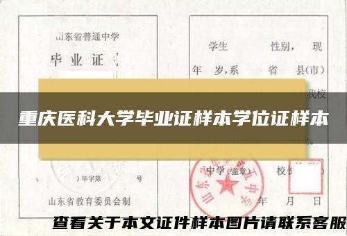 重庆医科大学毕业证样本学位证样本