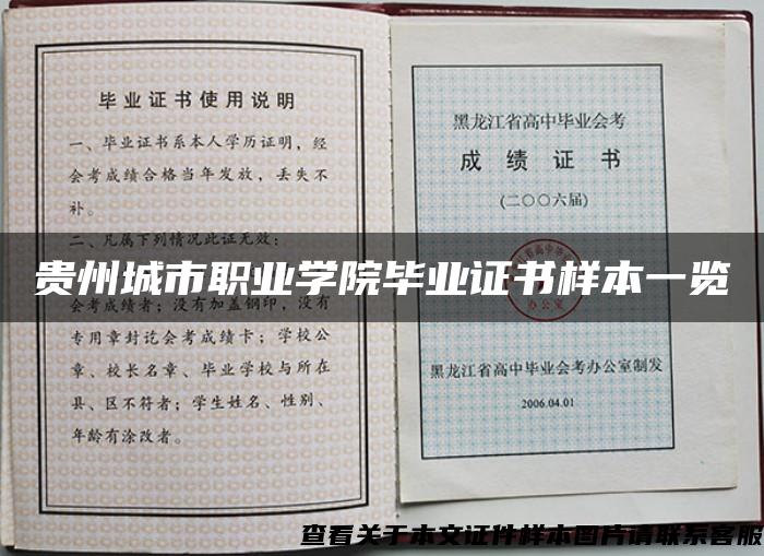 贵州城市职业学院毕业证书样本一览