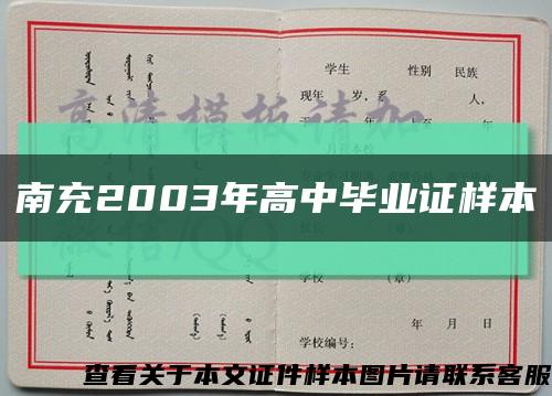 南充2003年高中毕业证样本缩略图