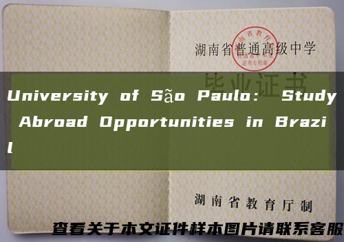 University of São Paulo： Study Abroad Opportunities in Brazil缩略图