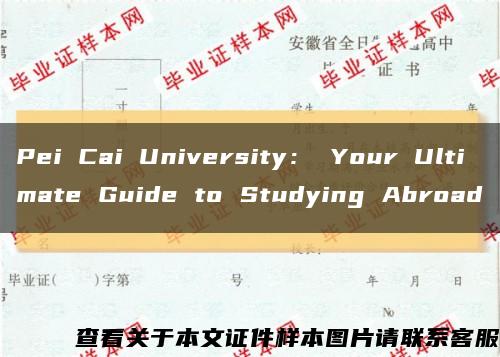 Pei Cai University： Your Ultimate Guide to Studying Abroad缩略图