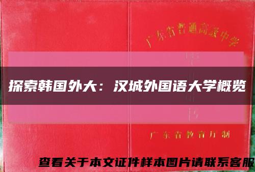 探索韩国外大：汉城外国语大学概览缩略图