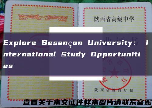 Explore Besançon University： International Study Opportunities缩略图