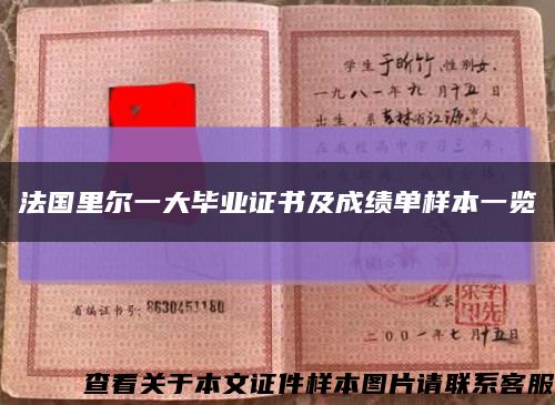 法国里尔一大毕业证书及成绩单样本一览缩略图