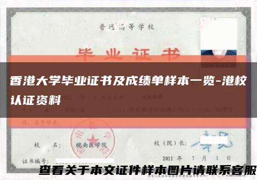 香港大学毕业证书及成绩单样本一览-港校认证资料缩略图