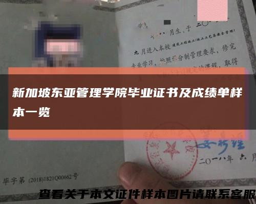 新加坡东亚管理学院毕业证书及成绩单样本一览缩略图