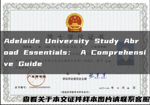 Adelaide University Study Abroad Essentials： A Comprehensive Guide缩略图