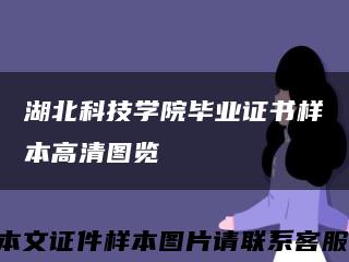 湖北科技学院毕业证书样本高清图览缩略图