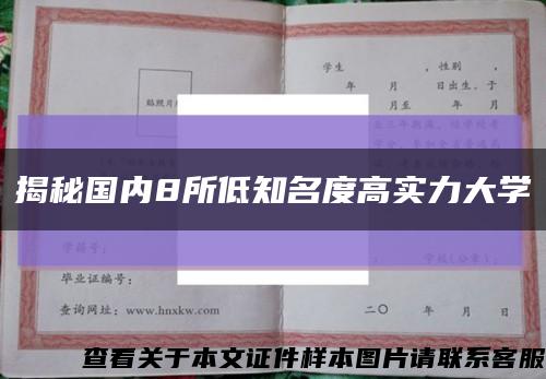 揭秘国内8所低知名度高实力大学缩略图