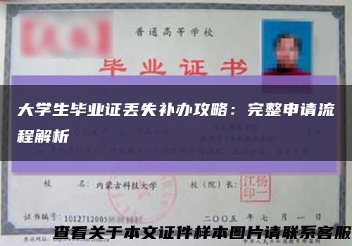 大学生毕业证丢失补办攻略：完整申请流程解析缩略图