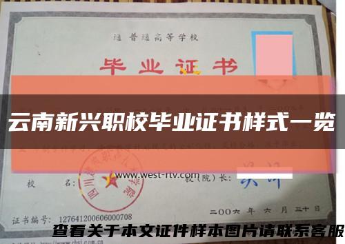 云南新兴职校毕业证书样式一览缩略图