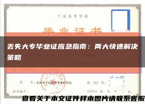 丢失大专毕业证应急指南：两大快速解决策略缩略图