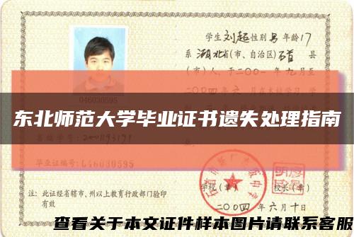 东北师范大学毕业证书遗失处理指南缩略图