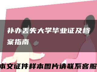 补办丢失大学毕业证及档案指南缩略图