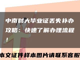 中南财大毕业证丢失补办攻略：快速了解办理流程！缩略图