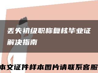 丢失初级职称复核毕业证解决指南缩略图