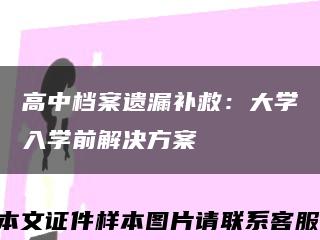 高中档案遗漏补救：大学入学前解决方案缩略图